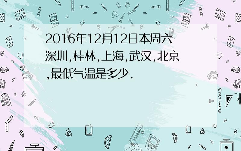 2016年12月12日本周六深圳,桂林,上海,武汉,北京,最低气温是多少.