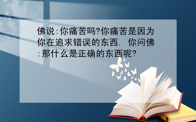 佛说:你痛苦吗?你痛苦是因为你在追求错误的东西. 你问佛:那什么是正确的东西呢?