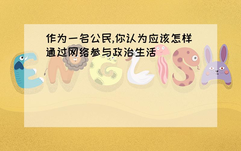 作为一名公民,你认为应该怎样通过网络参与政治生活