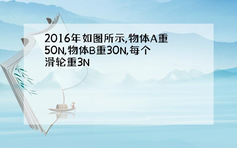 2016年如图所示,物体A重50N,物体B重30N,每个滑轮重3N