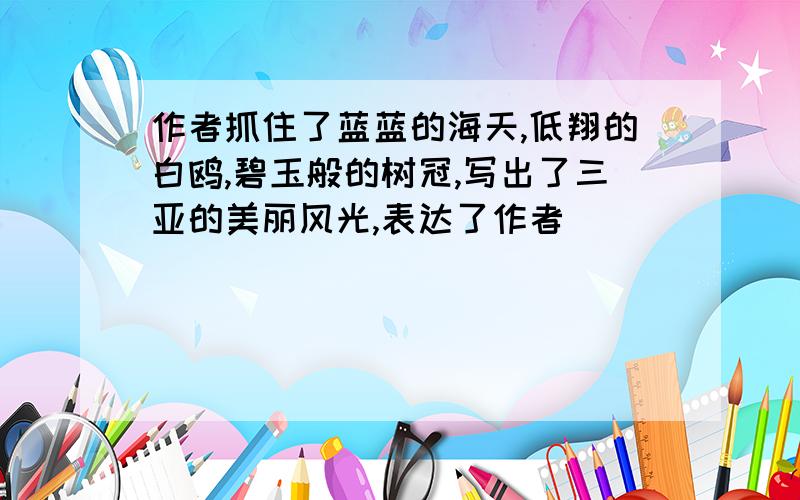 作者抓住了蓝蓝的海天,低翔的白鸥,碧玉般的树冠,写出了三亚的美丽风光,表达了作者