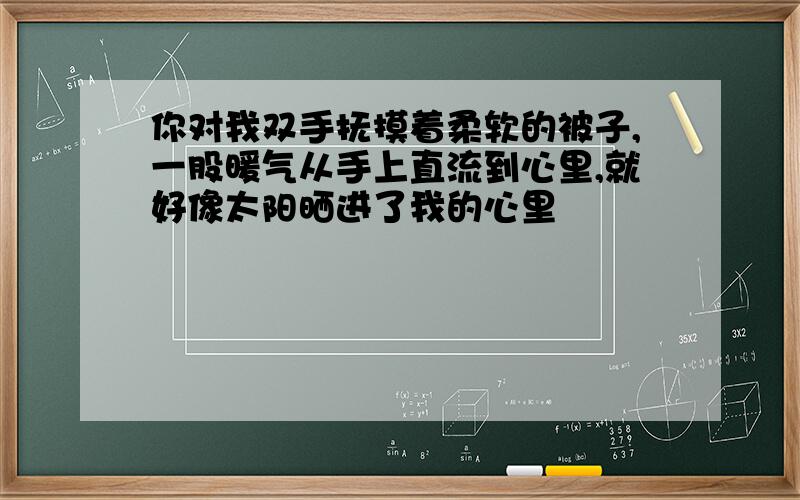 你对我双手抚摸着柔软的被子,一股暖气从手上直流到心里,就好像太阳晒进了我的心里