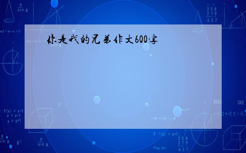 你是我的兄弟作文600字