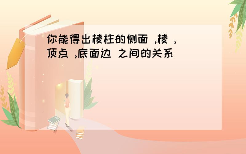 你能得出棱柱的侧面 ,棱 ,顶点 ,底面边 之间的关系