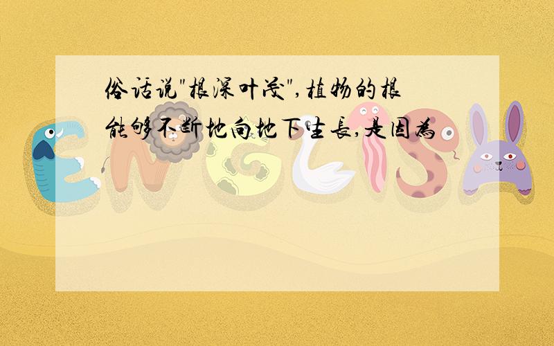 俗话说"根深叶茂",植物的根能够不断地向地下生长,是因为