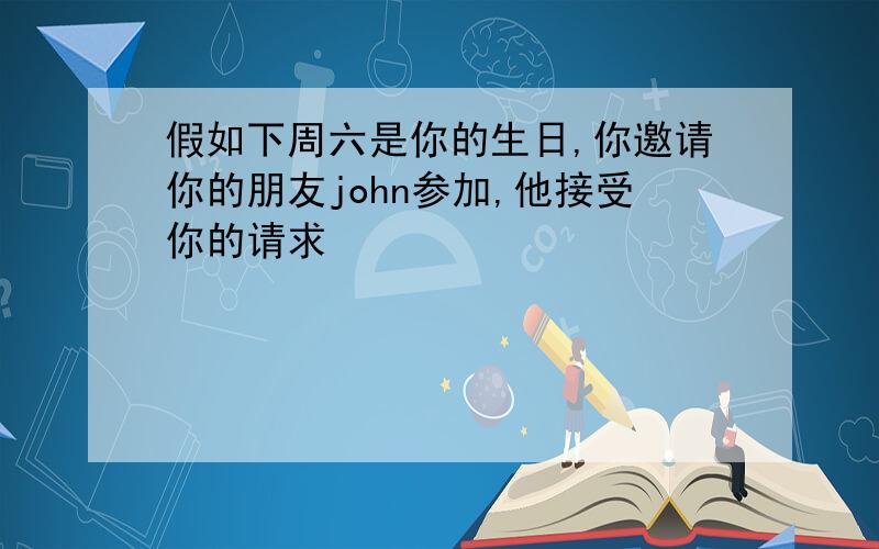 假如下周六是你的生日,你邀请你的朋友john参加,他接受你的请求