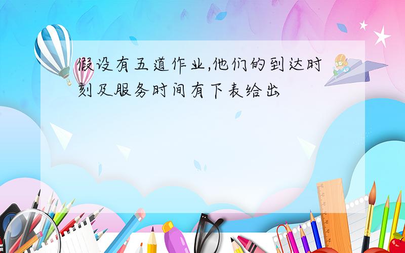 假设有五道作业,他们的到达时刻及服务时间有下表给出