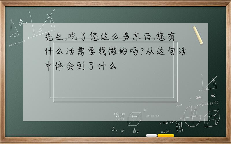 先生,吃了您这么多东西,您有什么活需要我做的吗?从这句话中体会到了什么