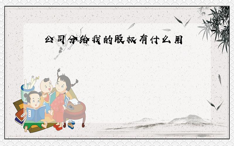 公司分给我的股权有什么用