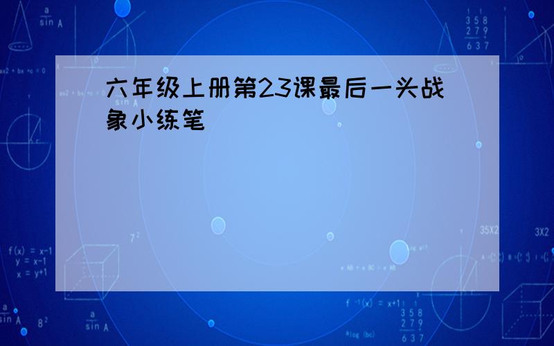 六年级上册第23课最后一头战象小练笔