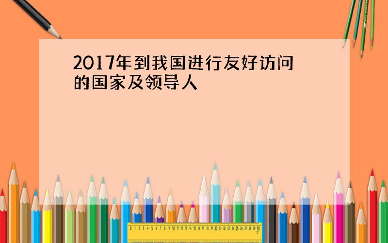 2017年到我国进行友好访问的国家及领导人