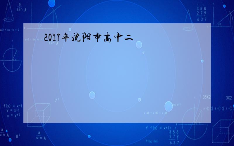 2017年沈阳市高中二