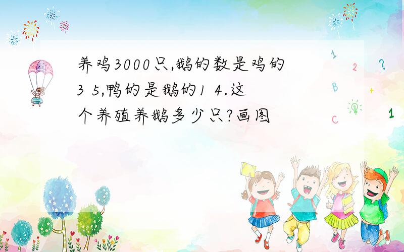 养鸡3000只,鹅的数是鸡的3 5,鸭的是鹅的1 4.这个养殖养鹅多少只?画图