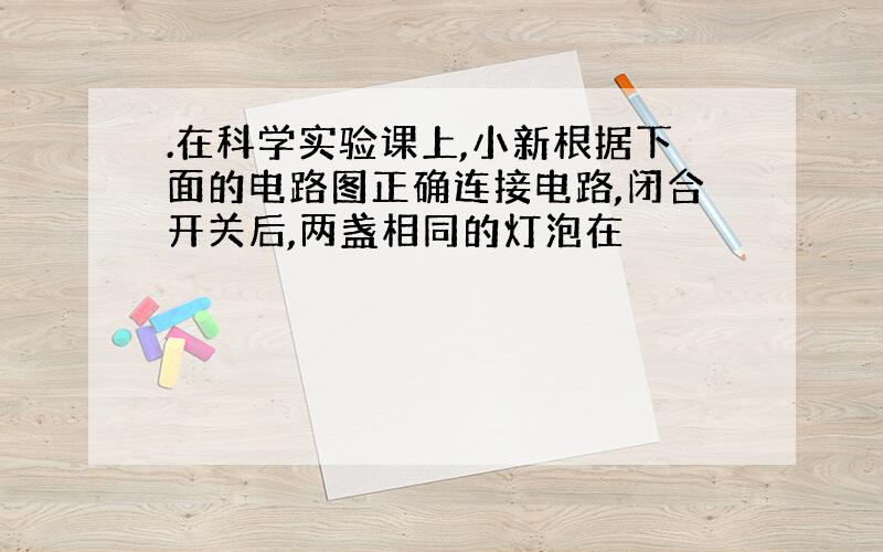 .在科学实验课上,小新根据下面的电路图正确连接电路,闭合开关后,两盏相同的灯泡在