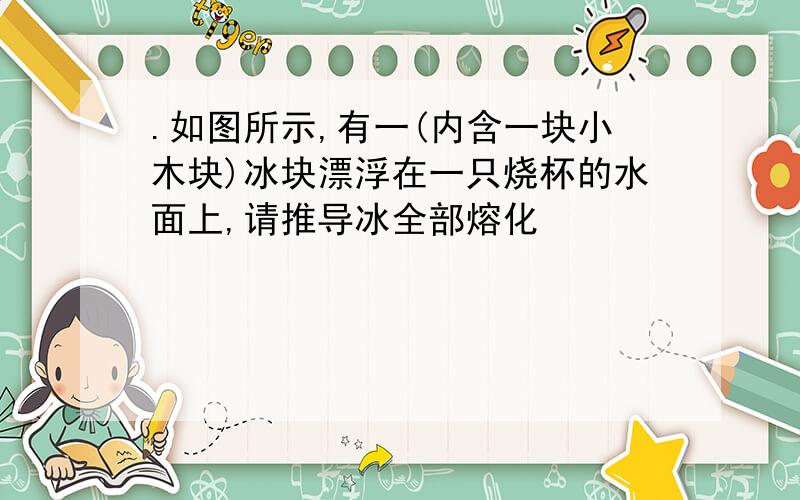 .如图所示,有一(内含一块小木块)冰块漂浮在一只烧杯的水面上,请推导冰全部熔化