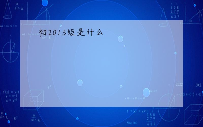 初2015级是什么