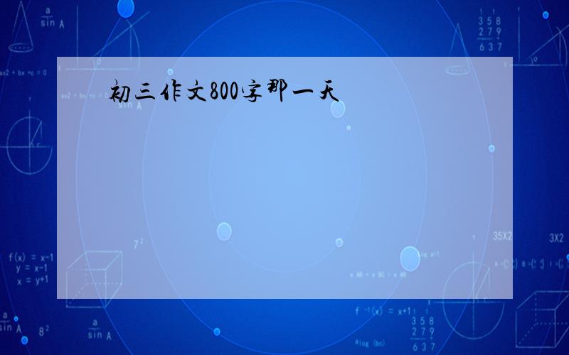 初三作文800字那一天