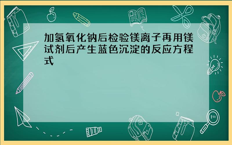 加氢氧化钠后检验镁离子再用镁试剂后产生蓝色沉淀的反应方程式