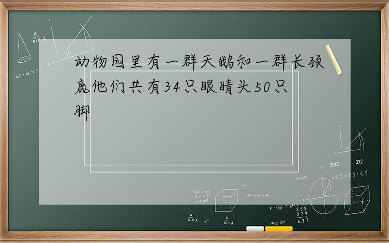 动物园里有一群天鹅和一群长颈鹿他们共有34只眼睛头50只脚