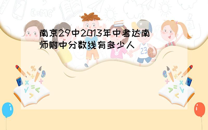 南京29中2013年中考达南师附中分数线有多少人