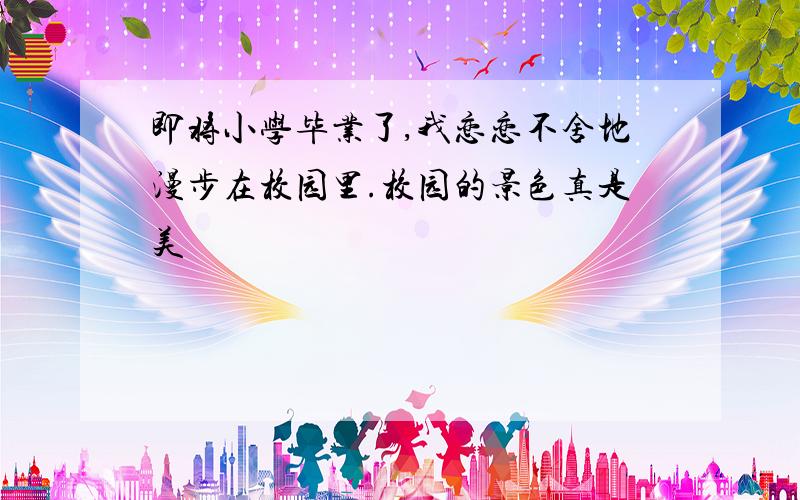 即将小学毕业了,我恋恋不舍地漫步在校园里.校园的景色真是美