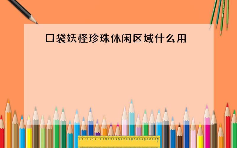 口袋妖怪珍珠休闲区域什么用