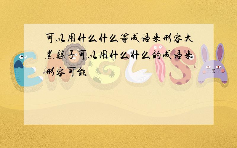 可以用什么什么等成语来形容大黑骡子可以用什么什么的成语来形容可能