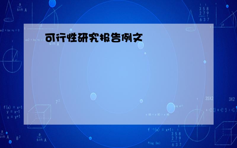 可行性研究报告例文