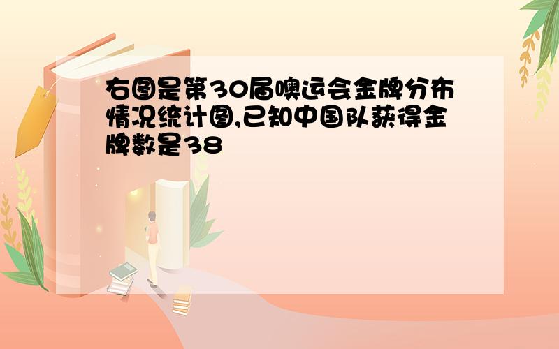 右图是第30届噢运会金牌分布情况统计图,已知中国队获得金牌数是38