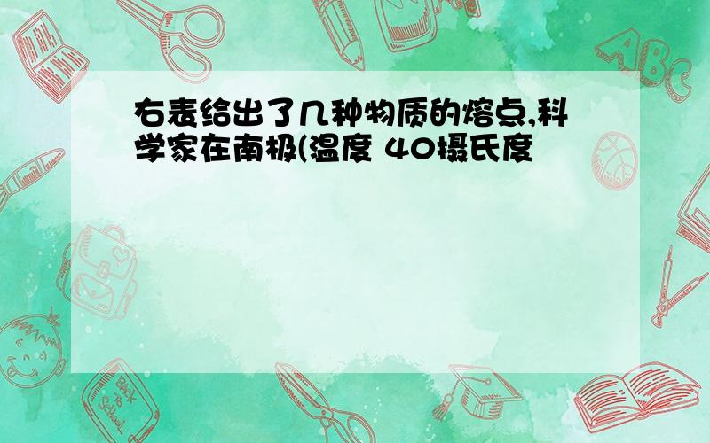 右表给出了几种物质的熔点,科学家在南极(温度 40摄氏度