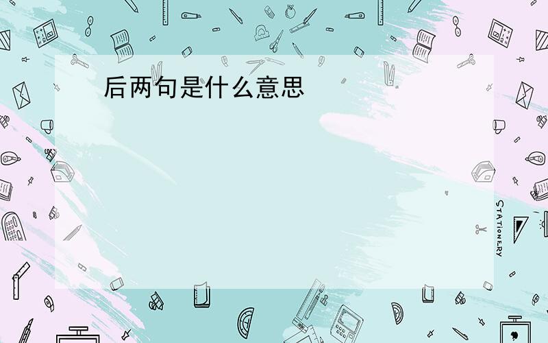 后两句是什么意思