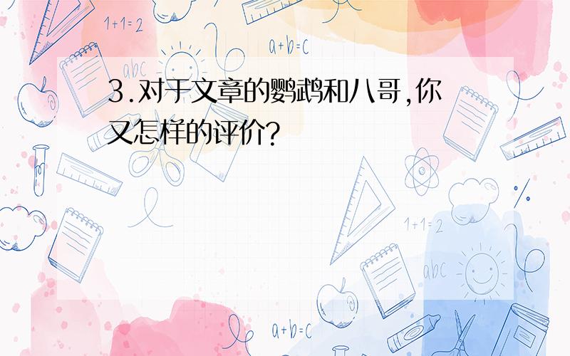 3.对于文章的鹦鹉和八哥,你又怎样的评价?