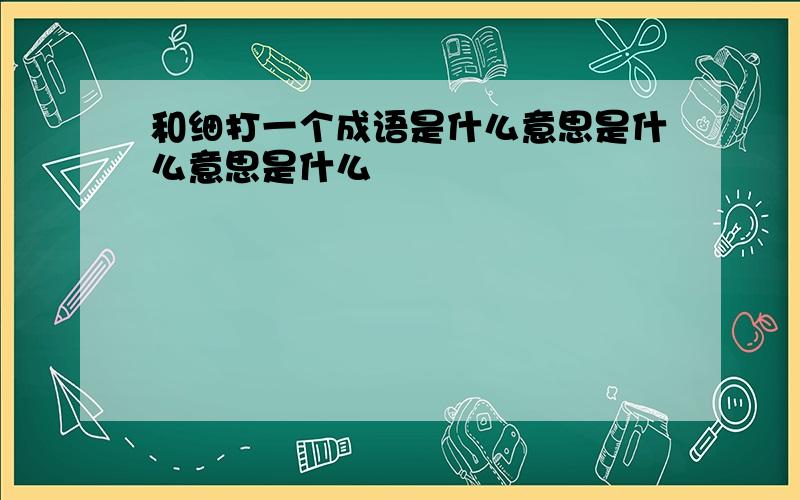 和细打一个成语是什么意思是什么意思是什么