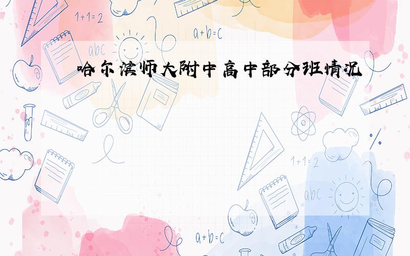 哈尔滨师大附中高中部分班情况