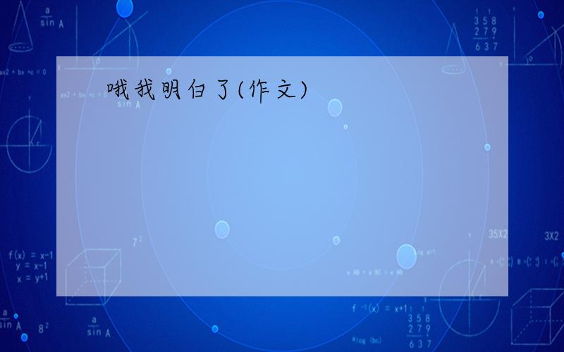 哦我明白了(作文)