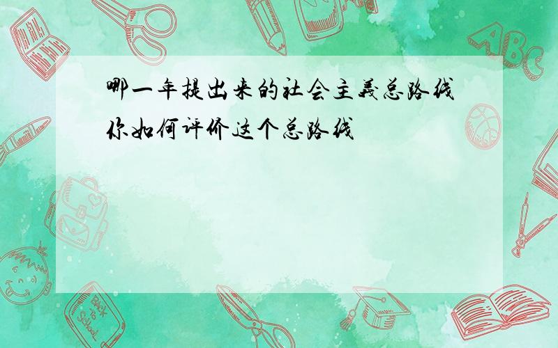 哪一年提出来的社会主义总路线你如何评价这个总路线