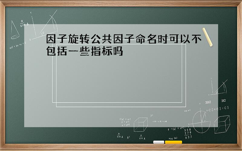 因子旋转公共因子命名时可以不包括一些指标吗