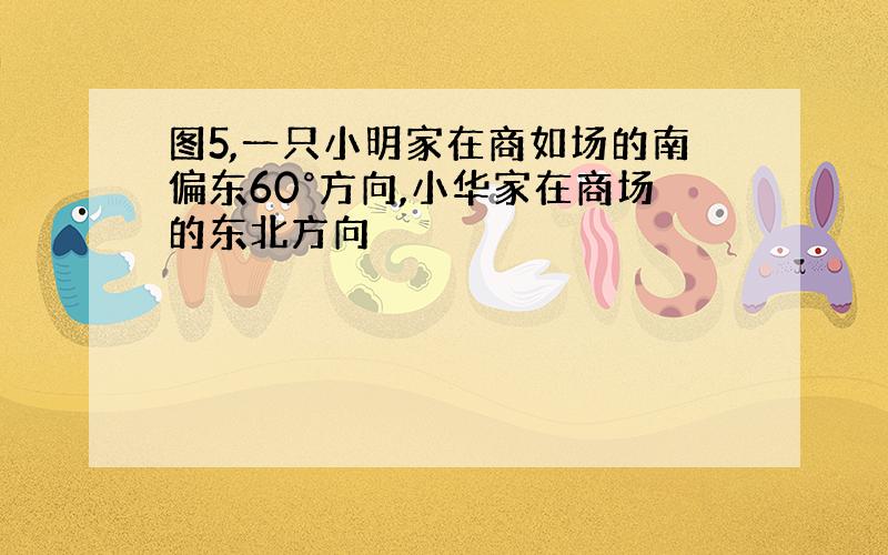 图5,一只小明家在商如场的南偏东60°方向,小华家在商场的东北方向