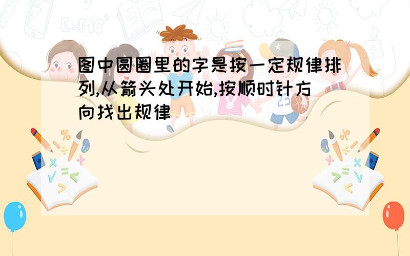 图中圆圈里的字是按一定规律排列,从箭头处开始,按顺时针方向找出规律