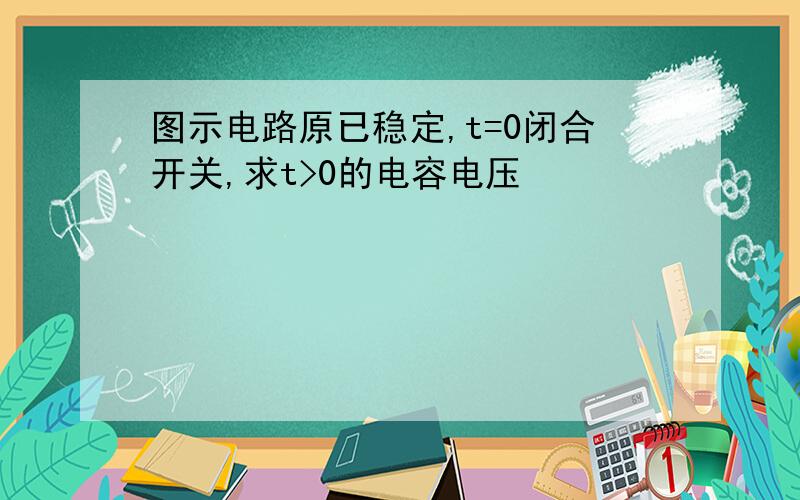 图示电路原已稳定,t=0闭合开关,求t>0的电容电压