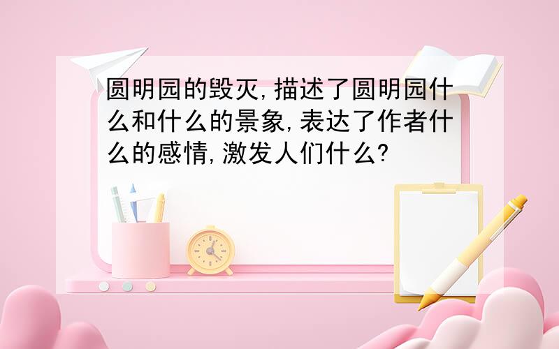 圆明园的毁灭,描述了圆明园什么和什么的景象,表达了作者什么的感情,激发人们什么?