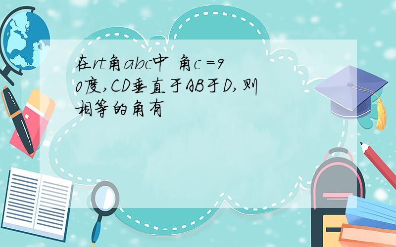 在rt角abc中 角c =90度,CD垂直于AB于D,则相等的角有