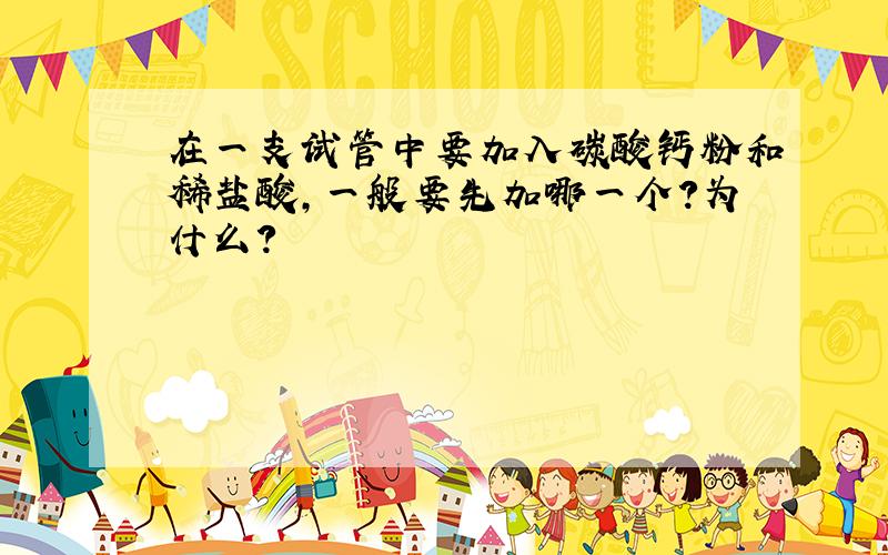 在一支试管中要加入碳酸钙粉和稀盐酸,一般要先加哪一个?为什么?