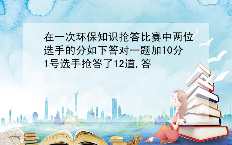 在一次环保知识抢答比赛中两位选手的分如下答对一题加10分1号选手抢答了12道,答