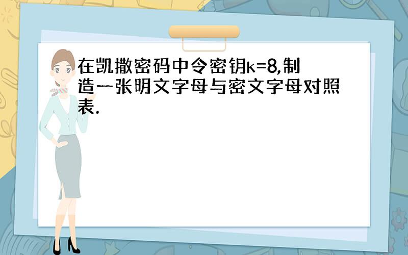 在凯撒密码中令密钥k=8,制造一张明文字母与密文字母对照表.