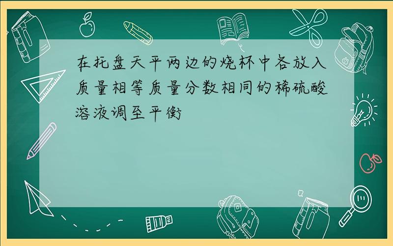 在托盘天平两边的烧杯中各放入质量相等质量分数相同的稀硫酸溶液调至平衡