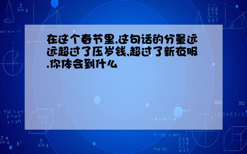 在这个春节里,这句话的分量远远超过了压岁钱,超过了新衣服.你体会到什么