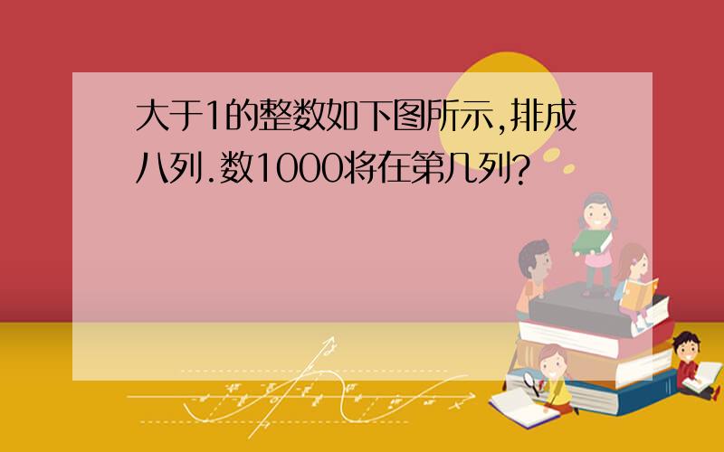 大于1的整数如下图所示,排成八列.数1000将在第几列?