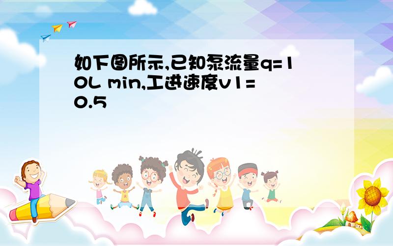 如下图所示,已知泵流量q=10L min,工进速度v1=0.5