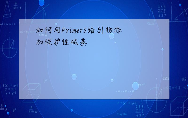 如何用Primer5给引物添加保护性碱基